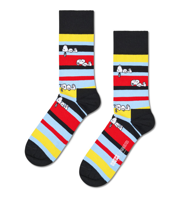 【Peanuts × Happy Socks】クルー丈 ソックス（全6種類） 各2,200円（税込）サイズ：36-40 (23-25.5cm) / 41-46 (26-29.5cm)