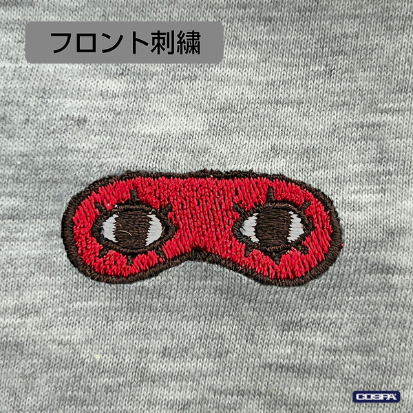 『銀魂』沖田総悟のアイマスク ワンポイント刺繍Tシャツ（ASH）部分アップ