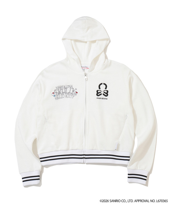 ハローキティ×MARK ＆ LONA　「Hello Skully Zip Hoodie」カラー：WHITE