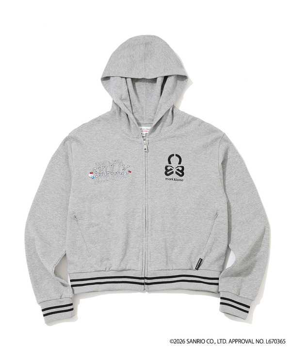 ハローキティ×MARK ＆ LONA　「Hello Skully Zip Hoodie」カラー：GREY