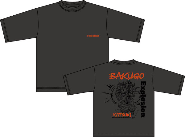 アニメ『僕のヒーローアカデミア』ワークマン限定アイテム　「半袖Tシャツ」カラー：濃グレー（爆豪勝己）