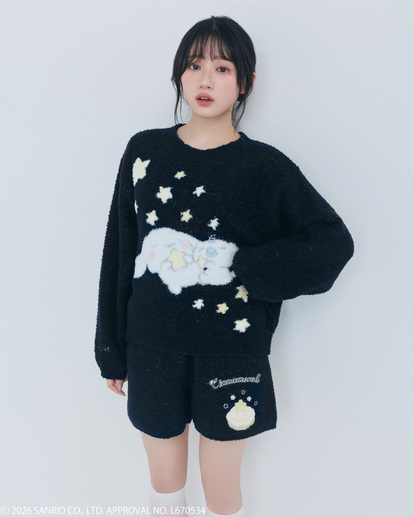 ニットプルオーバー×ニットショートパンツセットアップ
