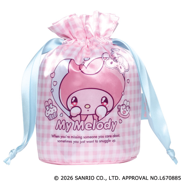 サンリオキャラクターズ　甘えんぼナミダ マチ付き巾着（マイメロディ）
