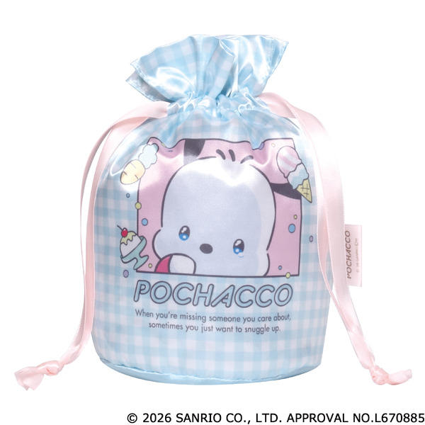 サンリオキャラクターズ　甘えんぼナミダ マチ付き巾着（ポチャッコ）