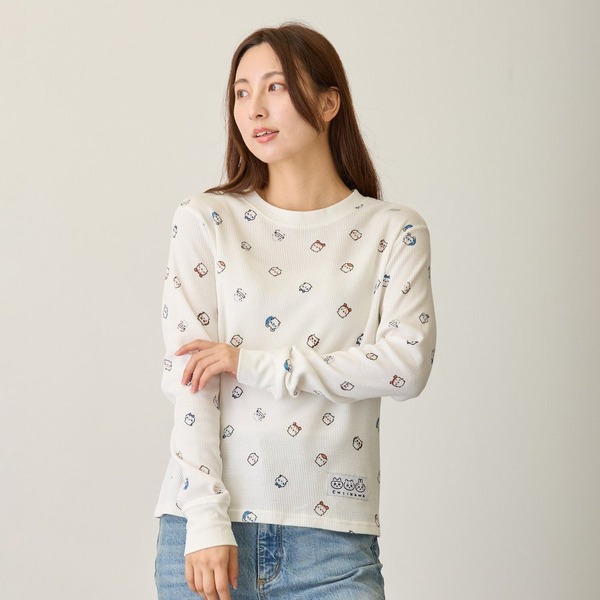 『ちいかわ　ワッフル長袖Tシャツ』（小さいの、プカー）（M・Lサイズ）