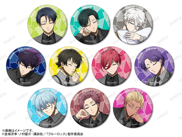 TVアニメ『ブルーロック』描き下ろし 夢見る玉座ver. トレーディンググリッター缶バッジ 単品600円、BOX6,000円（税込）