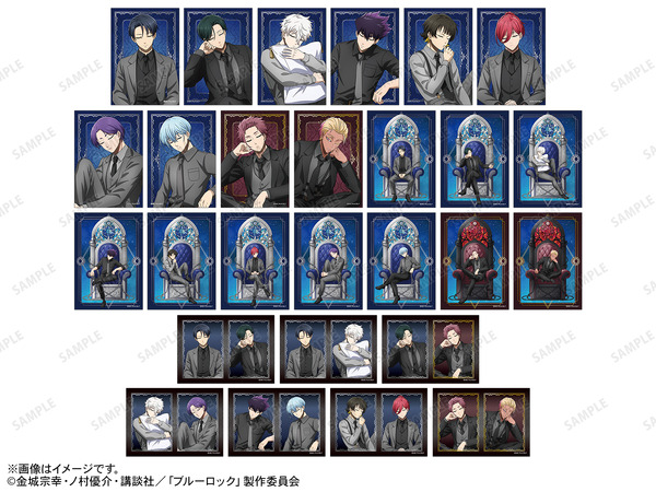 TVアニメ『ブルーロック』描き下ろし 夢見る玉座ver. トレーディングブロマイド 単品300円、BOX8,100円（税込）