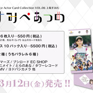 「Voice Actor Card Collection VOL.06 上坂すみれ『すみぺあつめ』」、1パック6枚入り：550円（税込）／1ボックス（10パック入り）：5,500円（税込）（C）BUSHIROAD MEDIA