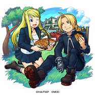 『鋼の錬金術師 FULLMETAL ALCHEMIST』×『モンスト』水属性 ★6幼馴染みの想い エドワード＆ウィンリィ（獣神化）（C）荒川弘／鋼の錬金術師製作委員会（C）MIXI