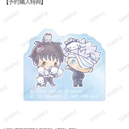 「呪術廻戦 0×サンリオキャラクターズ」 AMNIBUS限定予約特典「乙骨憂太×ニャニィニュニェニョン・五条 悟×シナモロール アクリルマスコット」（C）2021 「劇場版 呪術廻戦 0」製作委員会（C）芥見下々／集英社（C）2025 SANRIO CO., LTD. TOKYO, JAPAN APPR.NO.L652718