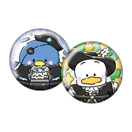 Happyくじ「Sanrio characters Halloween 2025」缶バッジSET賞：タキシードサム、あひるのペックル（C）2025 SANRIO CO., LTD. APPROVAL NO. E25080701