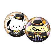 Happyくじ「Sanrio characters Halloween 2025」缶バッジSET賞：ポチャッコ、ポムポムプリン（C）2025 SANRIO CO., LTD. APPROVAL NO. E25080701