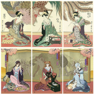 エヴァ浮世絵 箱根八里美人三画揃 レイ アスカ マリ キャラ用カラー 版三 エヴァ」レイ、アスカ、マリがしっぽり美人♪「鳳凰三美人図
