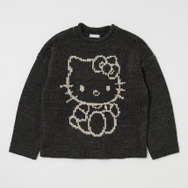 極美品 にゃー×HELLO KITTY コラボ ニット ハローキティホワイト 黒 サンリオ」ハローキティ、ニットの優しさに秋冬はほっこり