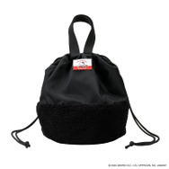 ハローキティのタグが映える、異素材ミックスのボア巾着バッグ