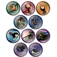 「魔法少女まどか☆マギカ in NAMJATOWN」のミニゲーム「廻れ！ワルプルギスの夜ガラポン」B賞：魔女缶バッジ（全10種）