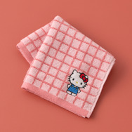 刺繍チェックタオルハンカチ（ハローキティ）