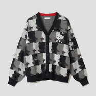 キティ シルエットパターン｜ジャカードＶネックカーディガン
