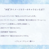 “水色”がイメージカラーのキャラといえば？アンケート結果1位～5位