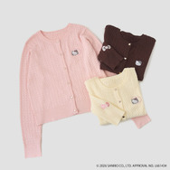 HELLO KITTY × ROPE' PICNIC「ワッペンケーブルニットカーディガン」