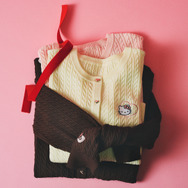 HELLO KITTY × ROPE' PICNIC「ワッペンケーブルニットカーディガン」