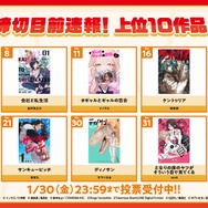 「アニメ化してほしいマンガランキング 2026」締切目前速報