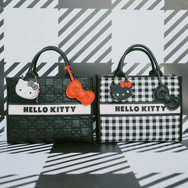 HELLO KITTY×VIS「リボンチャームトートバッグ」Black / Check