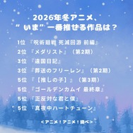2026年冬アニメ、“いま”一番推せる作品は？アンケート結果1位～5位
