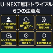 U-NEXT無料トライアル 6つの注意点