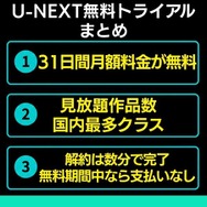 U-NEXT無料トライアルまとめ
