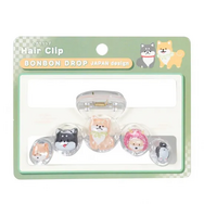 和柄　ボンボンドロップヘアクリップ（5列）　柴犬