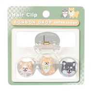 和柄　ボンボンドロップヘアクリップ（3列）　柴犬