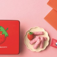 サンリオキャラクターズ×もち吉コラボ”第2弾”_あられクランチチョコ いちご味 ハローキティ缶