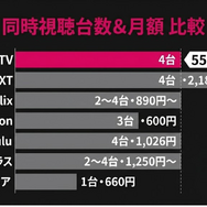 DMM TV 同時視聴 月額比較