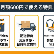 Amazonプライムの主要特典3カテゴリ