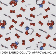 ハローキティ × grove「Leeスクエア2WAYトート」「シェル型フェイスポーチ」裏地はリボン、リボンで目隠ししたオリジナルデザイン