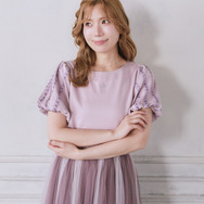 Areeam Disney Collection「Disney Princess」バルーンスリーブTシャツ（Lavender）着用イメージ