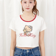 【HELLO KITTY】グリッターロゴミニTシャツ