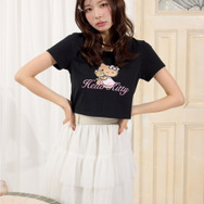 【HELLO KITTY】グリッターロゴミニTシャツ