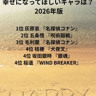 [幸せになってほしいキャラクターは？ 2026年版]第1位～第5位まで一気に見るならコチラ