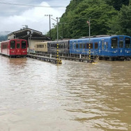 水没した人吉駅（くま川鉄道）