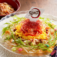 童磨（どうま）の虹色瞳の極楽ピリ辛冷麺と焼肉小丼