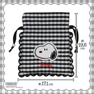 粧美堂【PEANUTS】スヌーピー ギンガムチェックシリーズ 　「巾着 ＜BLACK＞」