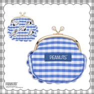 粧美堂【PEANUTS】スヌーピー ギンガムチェックシリーズ 　「ガマ口ポーチ ＜BLUE＞」