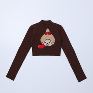 【Monchhichi×EMODA】ジャガードハイネッククロップニット