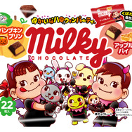 不二家のお菓子がハロウィンデザインに♪ カントリーマアム、ホームパイ、ミルキーのパッケージに仮装をしたペコちゃん＆サンリオキャラたちが！