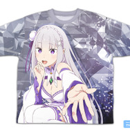 『Re:ゼロから始める異世界生活』銀髪のハーフエルフ エミリア 両面フルグラフィックTシャツ