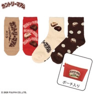 しまむらで「ミルキー」「カントリーマアム」グッズが10月14日発売！ペコちゃんなどをデザインした、4足入りポーチ付きソックス