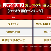 2025年JOYSOUNDカラオケ年間ランキング発表！4部門で1位のMrs. GREEN APPLEら映像コメント到着！ 画像