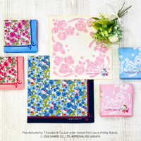 キティやシナモンたちの華やかなハンカチ登場♪ 「サンリオ」とローラ アシュレイがコラボ☆ 画像